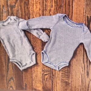 Striped and Solid Gray Kids One Piece Set